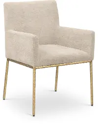 Reeves Beige Dining Armchair with Gold Legs, Set of 2