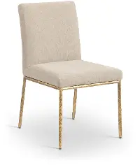 Reeves Beige Dining Side Chair with Gold Legs, Set of 2