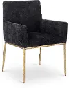 Reeves Black Dining Armchair with Gold Legs, Set of 2