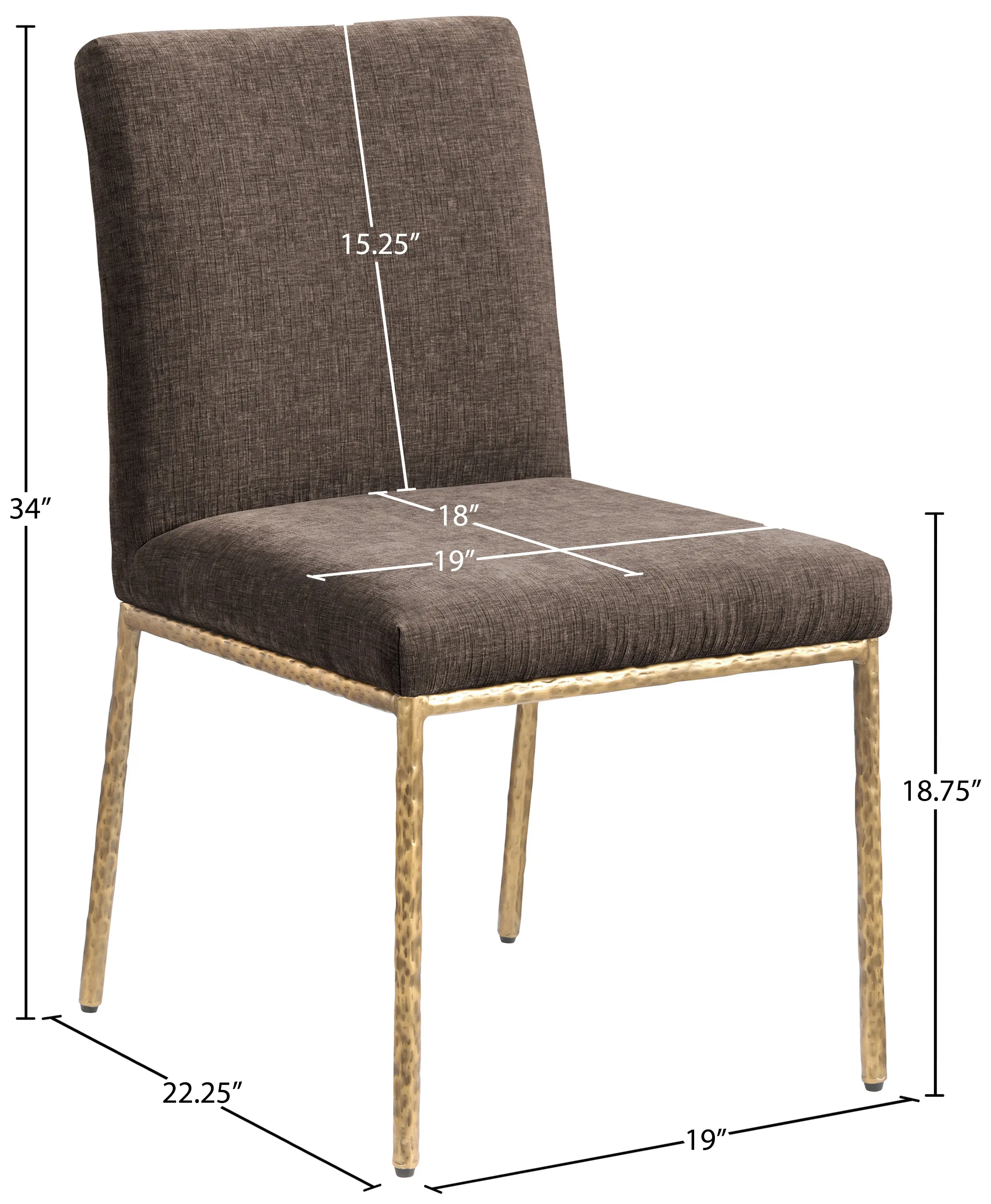 Reeves Brown Dining Side Chair with Gold Legs, Set of 2-3