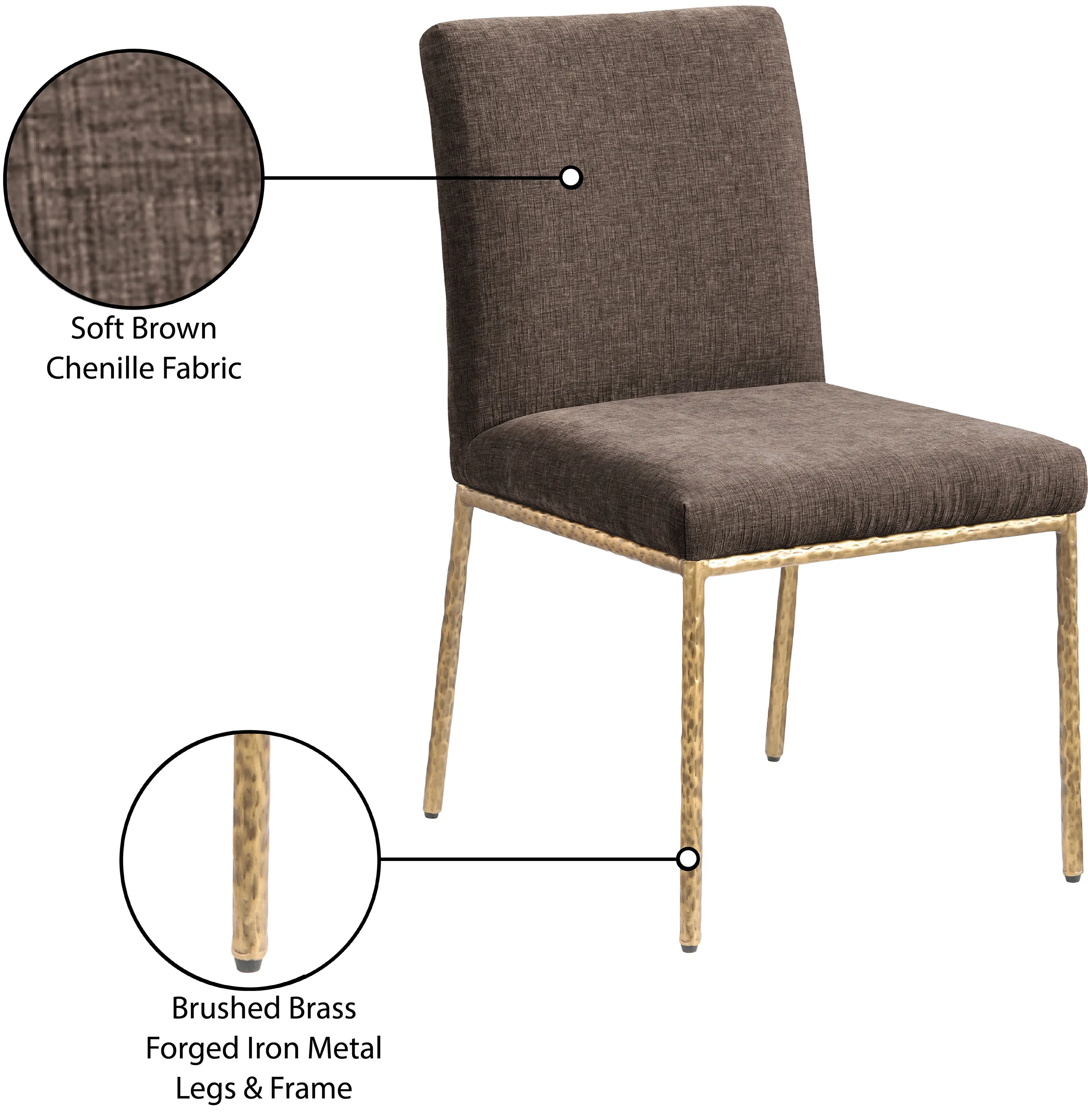 Reeves Brown Dining Side Chair with Gold Legs, Set of 2-9