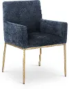 Reeves Navy Dining Armchair with Gold Legs, Set of 2
