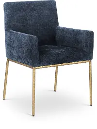 Reeves Navy Dining Armchair with Gold Legs, Set of 2