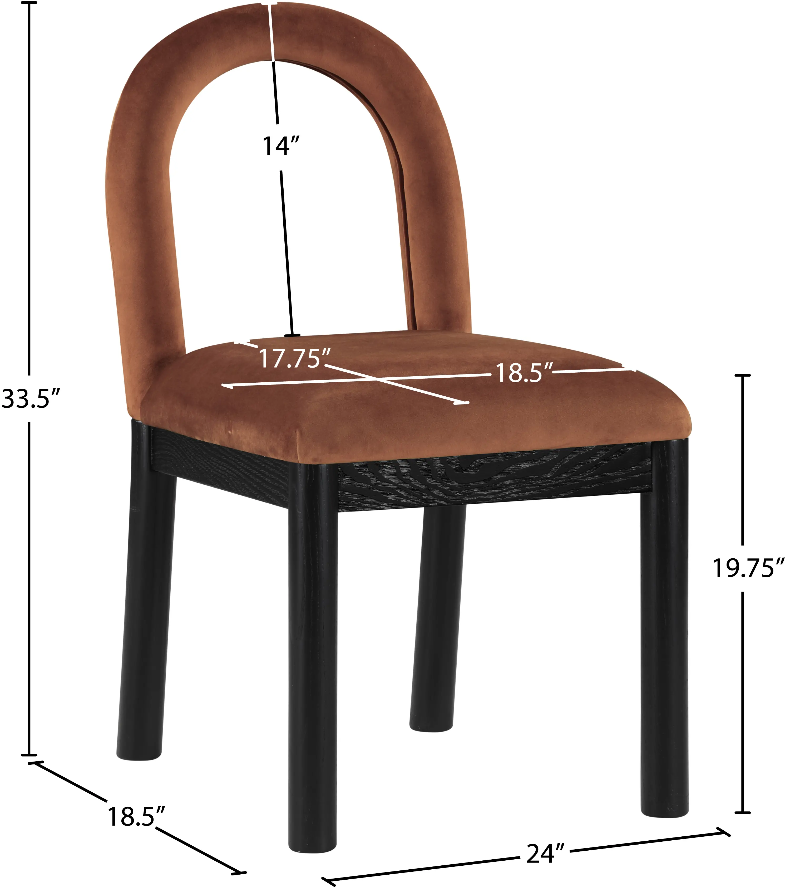 Conrad Brown Velvet Upholstered Dining Chair-3