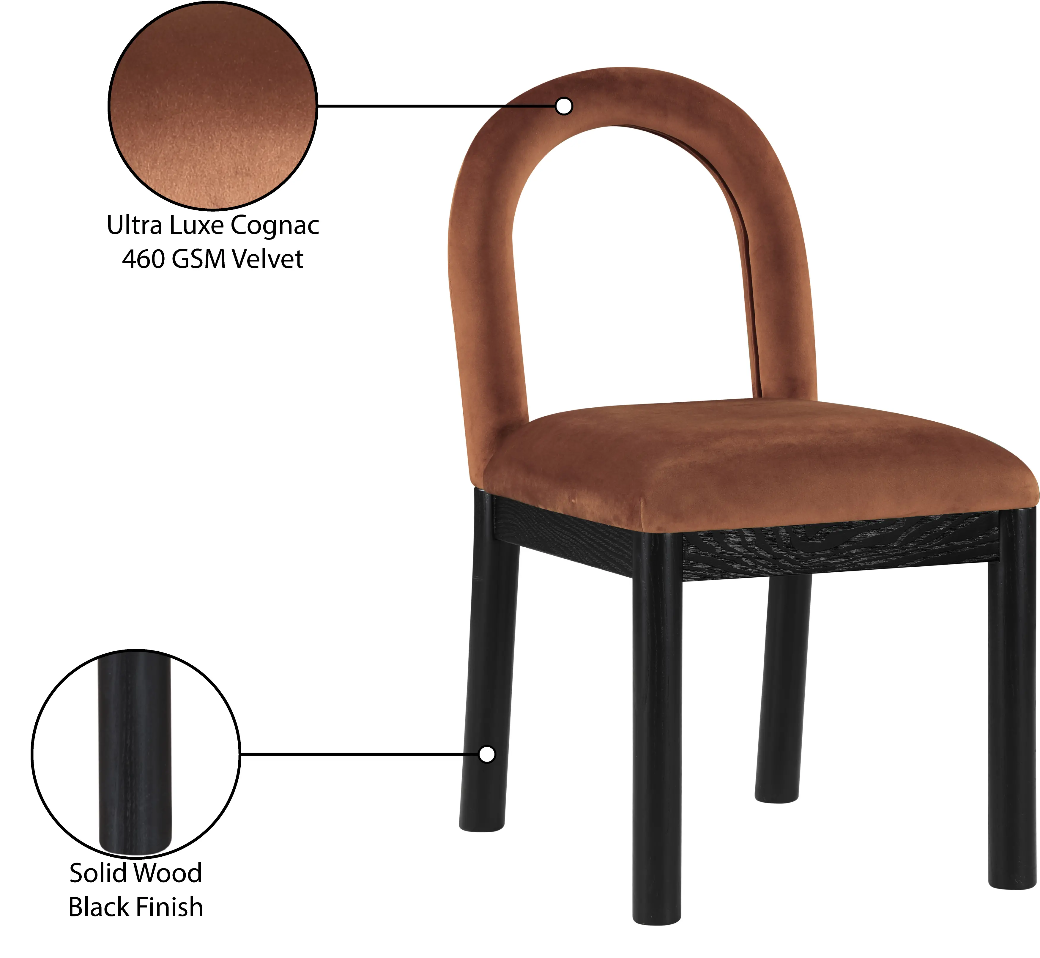 Conrad Brown Velvet Upholstered Dining Chair-9