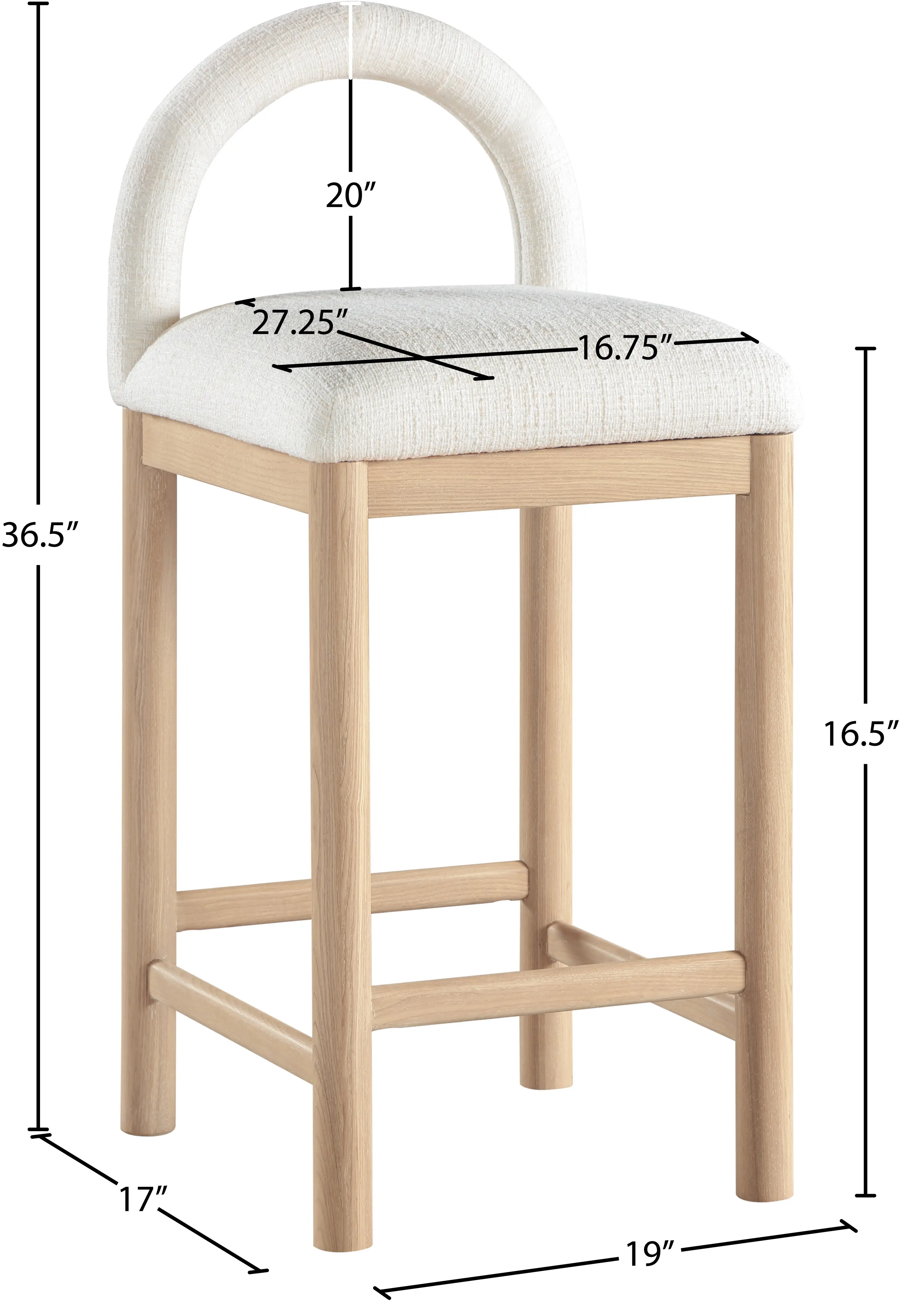 Conrad Cream Upholstered Counter Stool-3