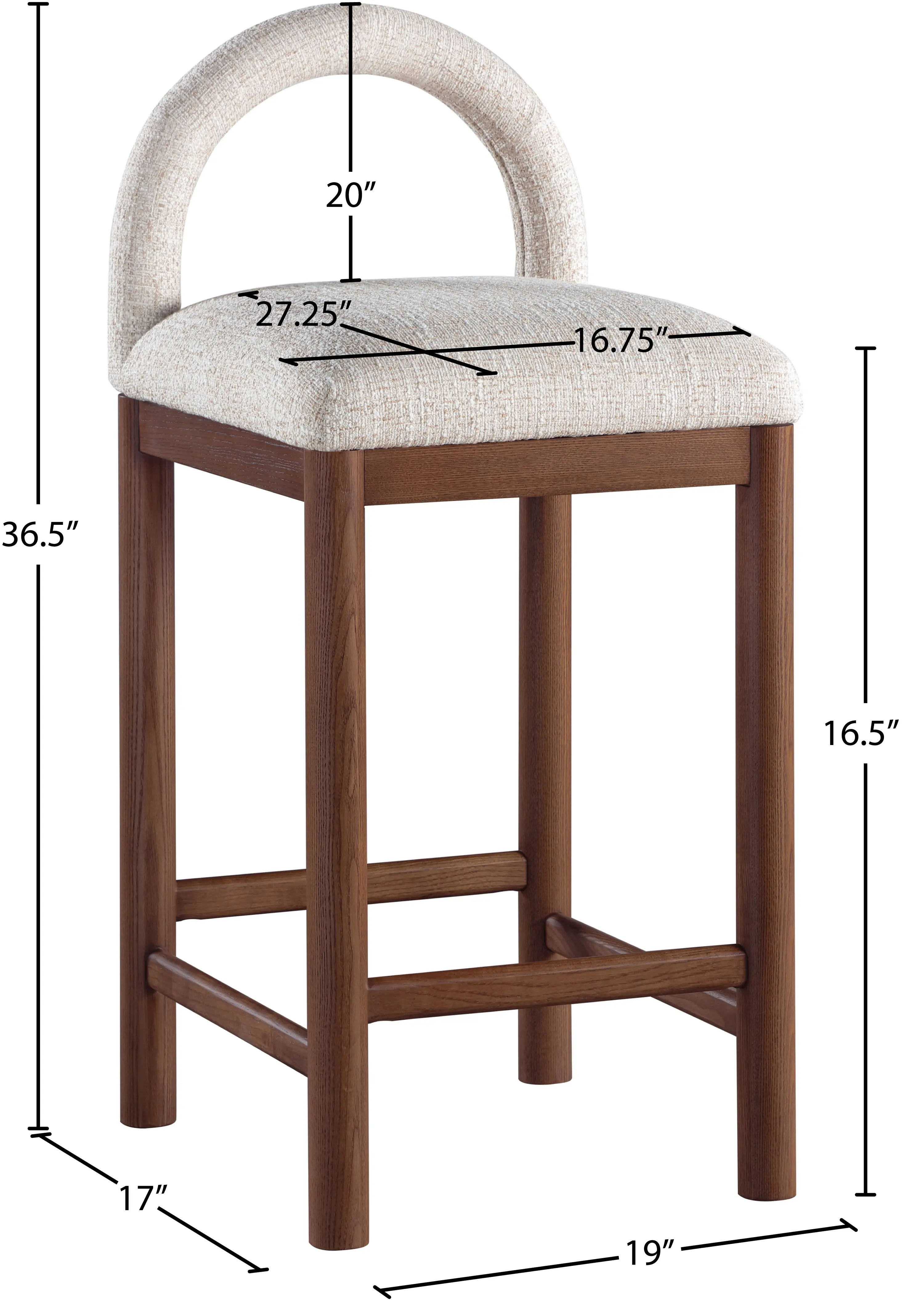 Conrad Beige Upholstered Counter Stool-3
