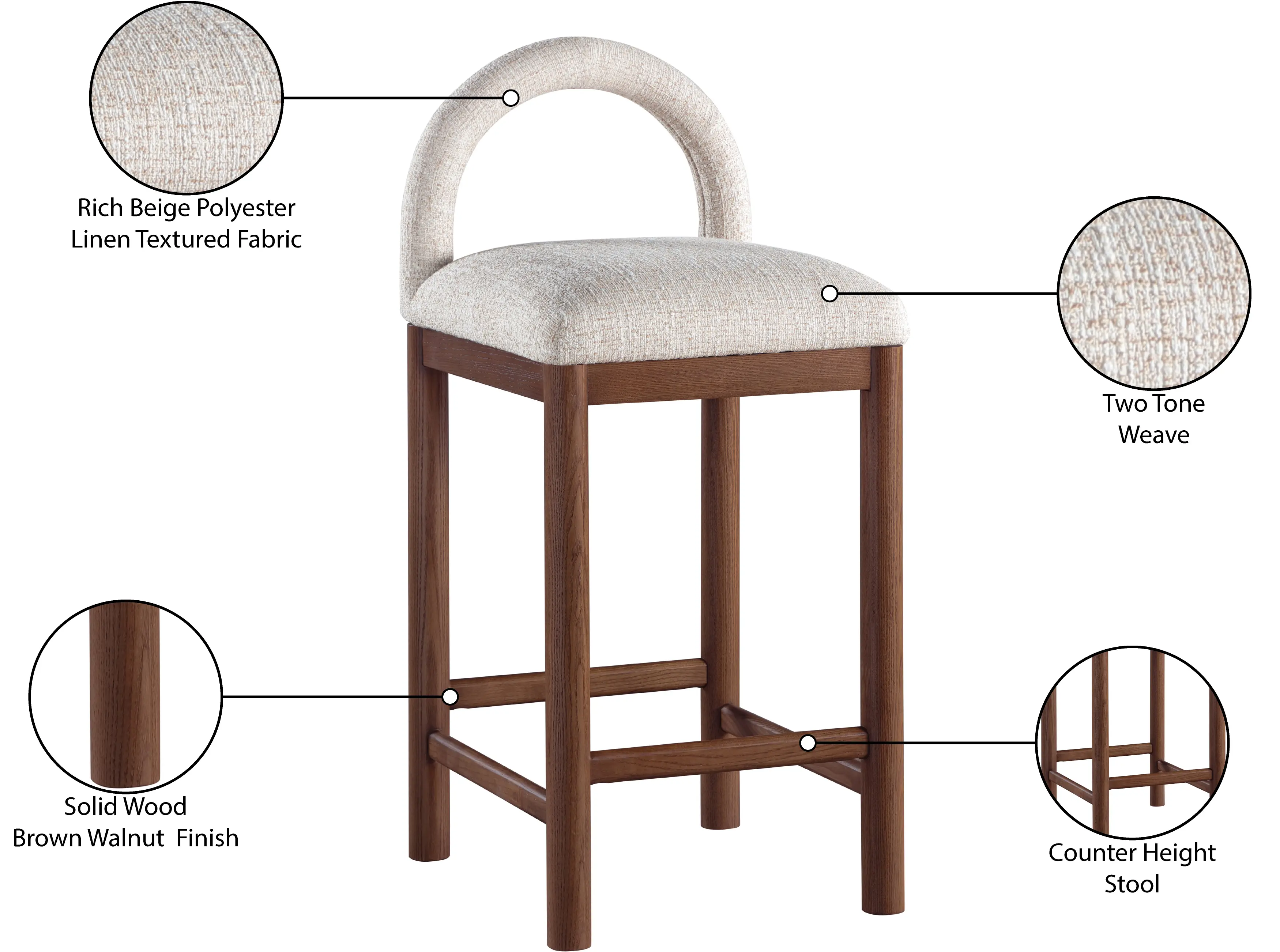 Conrad Beige Upholstered Counter Stool-9