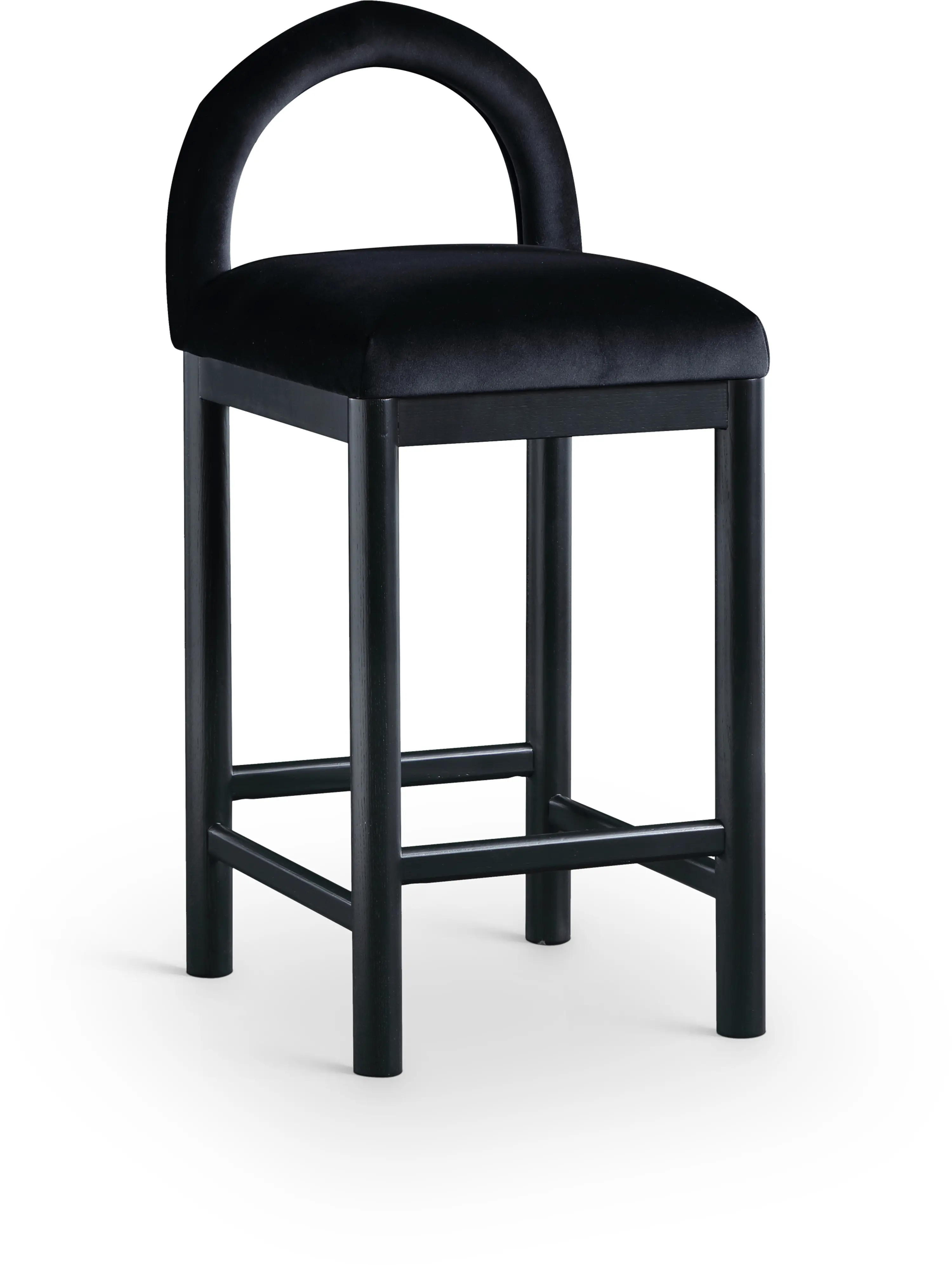 Conrad Black Velvet Upholstered Counter Stool-1