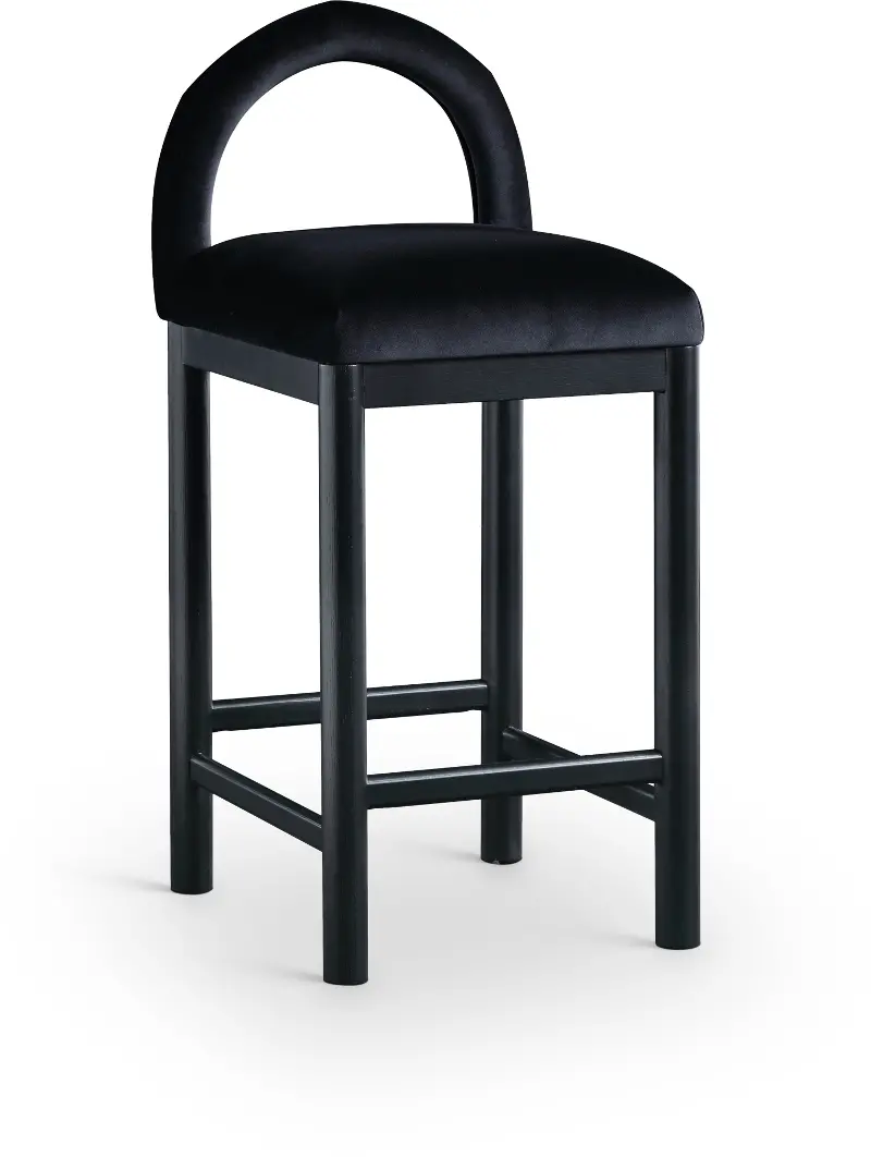 Conrad Black Velvet Upholstered Counter Stool