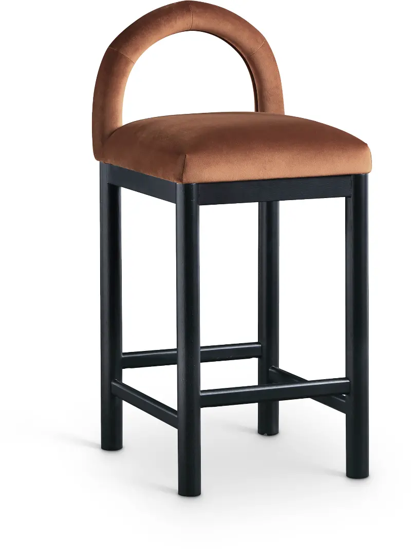Conrad Brown Velvet Upholstered Counter Stool