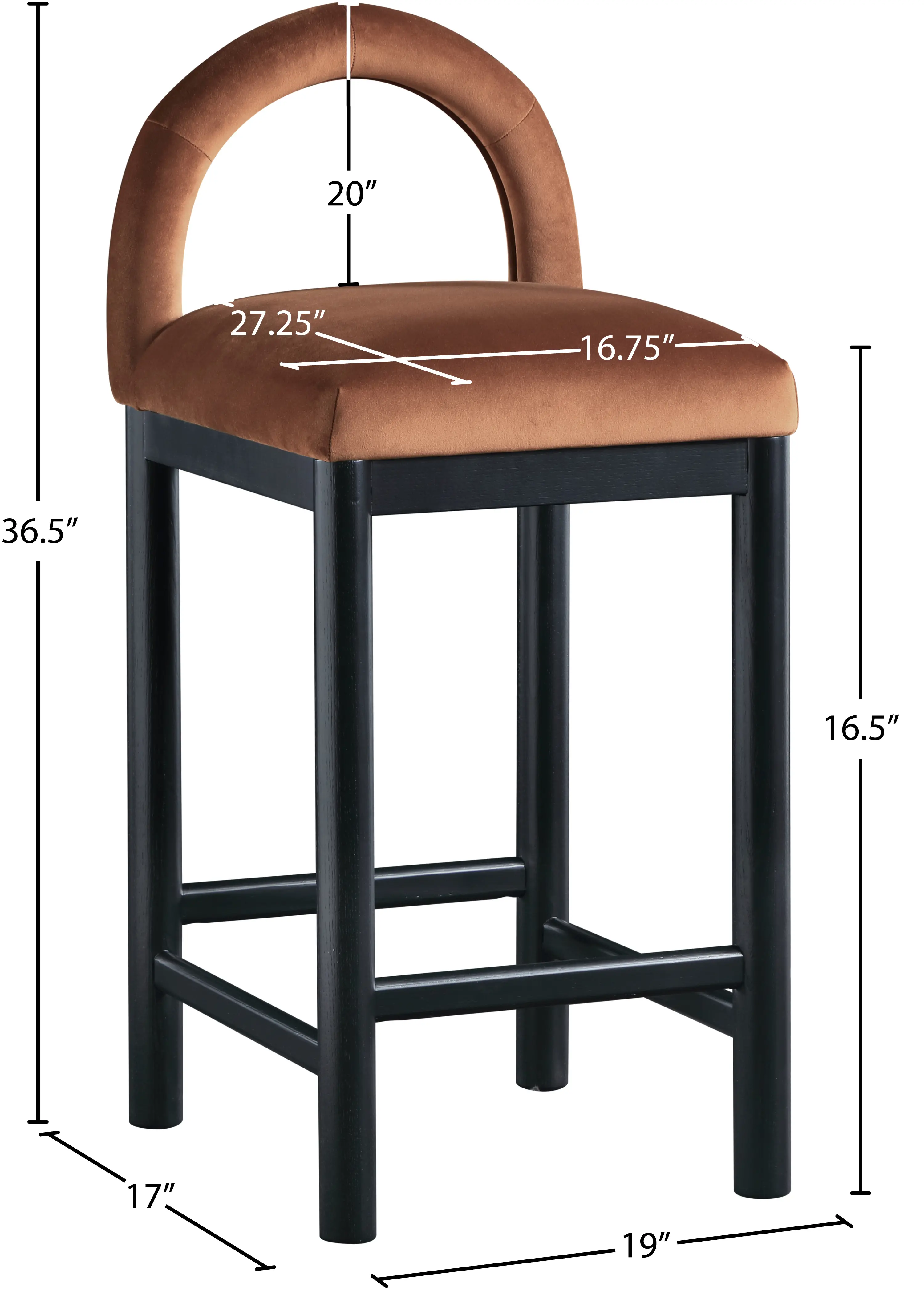 Conrad Brown Velvet Upholstered Counter Stool-3