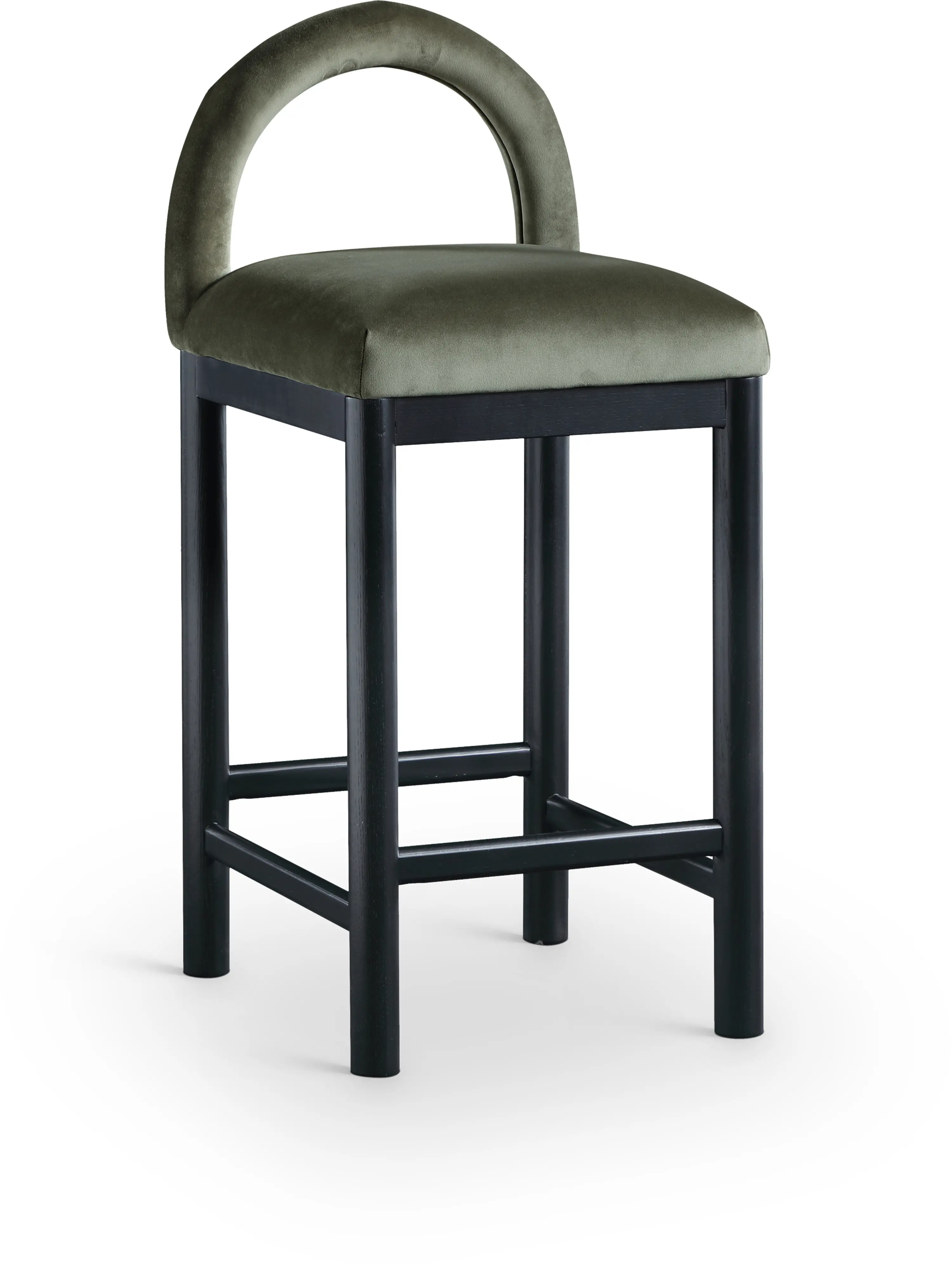 Conrad Green Velvet Upholstered Counter Stool-1