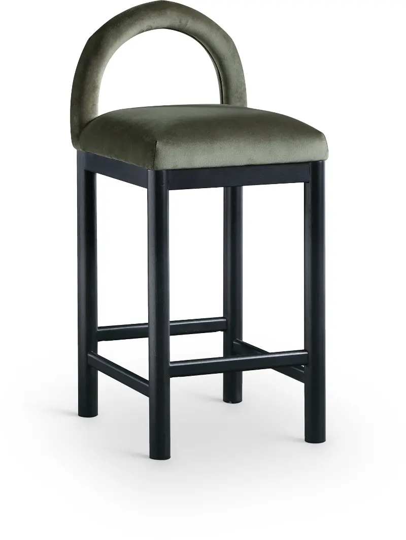 Conrad Green Velvet Upholstered Counter Stool
