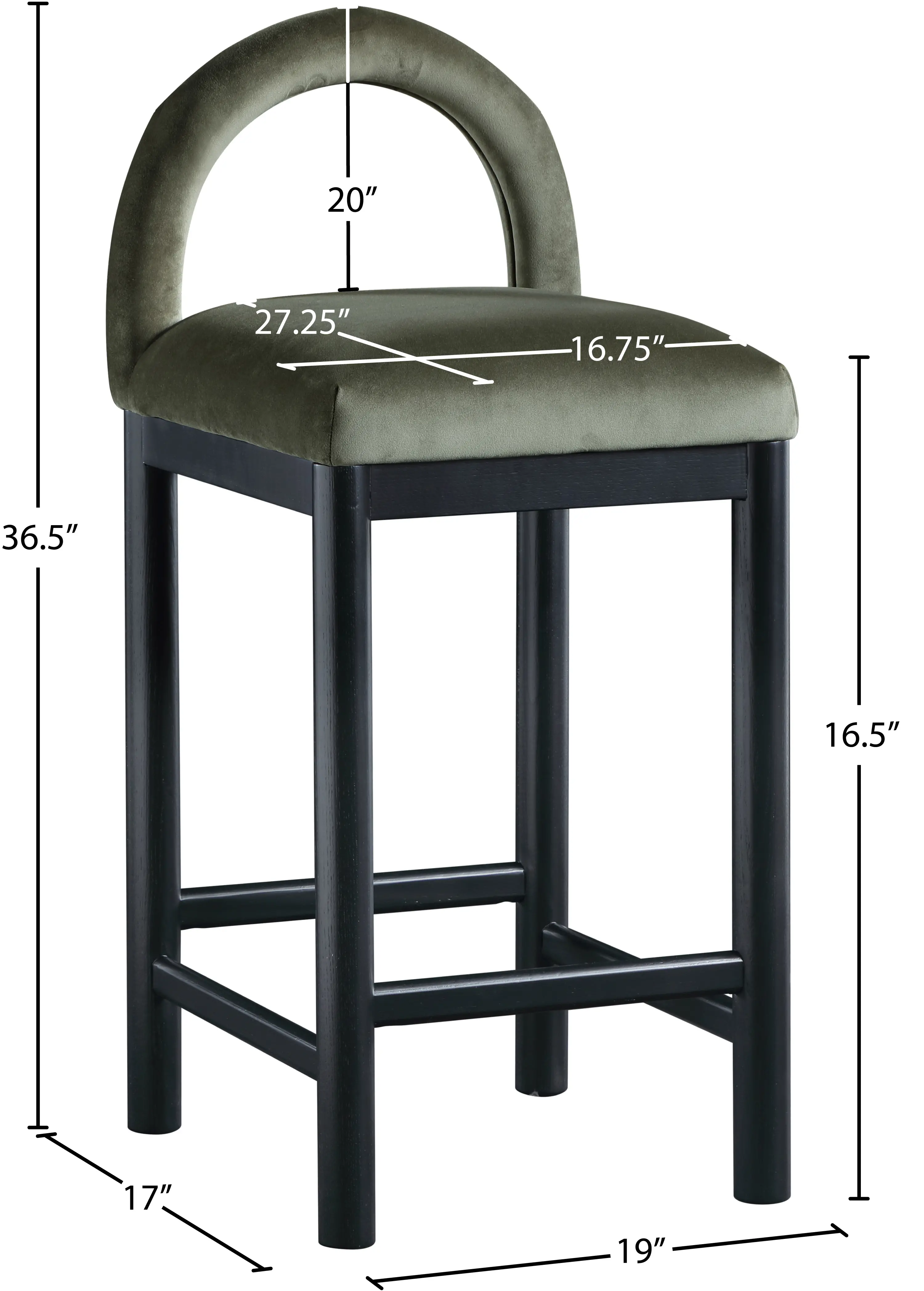 Conrad Green Velvet Upholstered Counter Stool-3