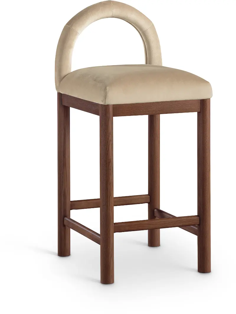 Conrad Beige Velvet Upholstered Counter Stool
