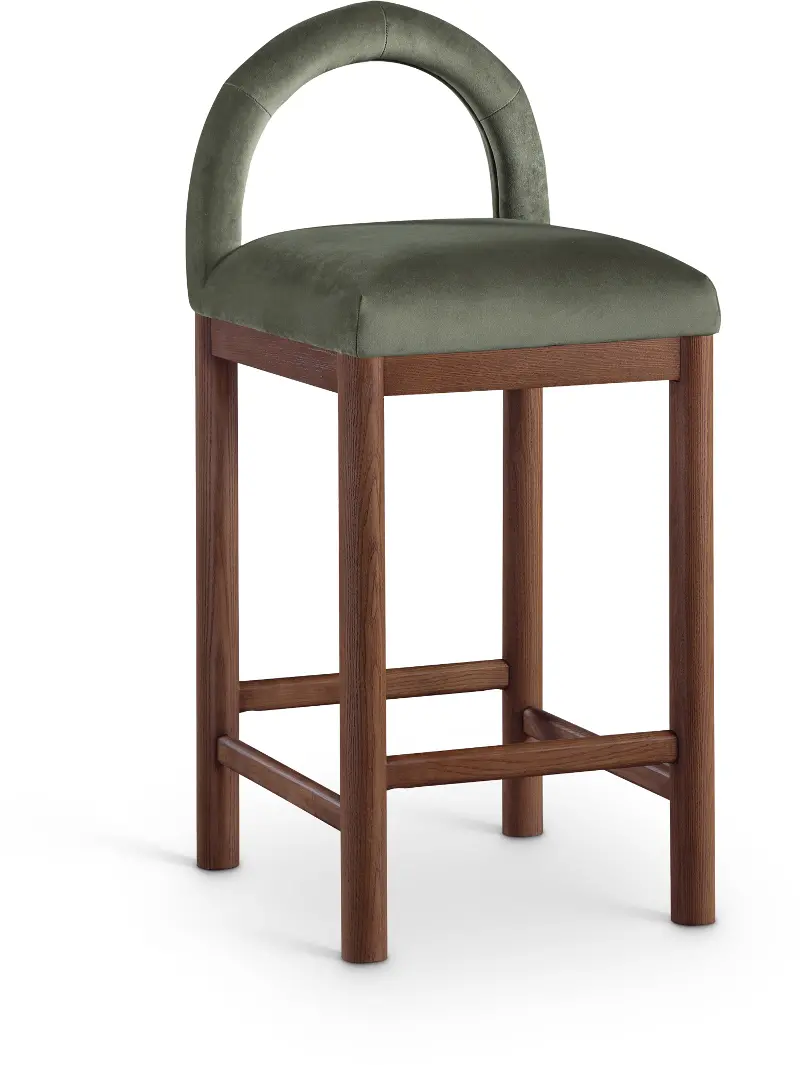 Conrad Green Velvet Upholstered Counter Stool