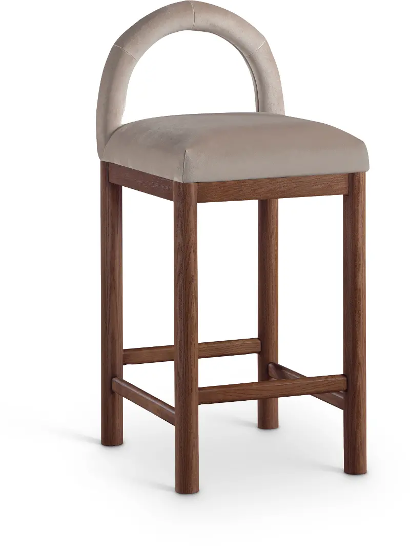 Conrad Taupe Velvet Upholstered Counter Stool