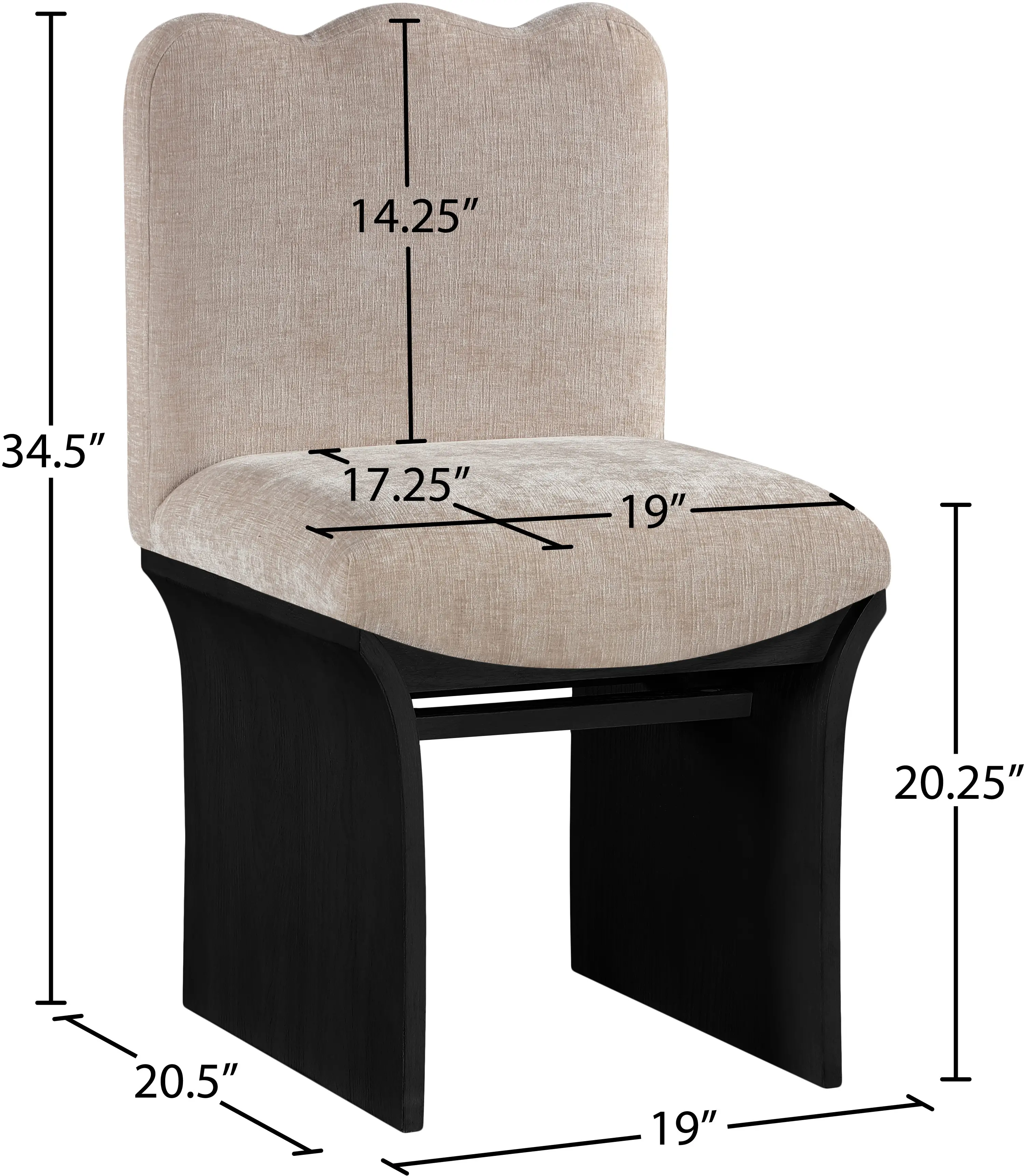 Shaw Beige Upholstered Dining Chair With Black Base-3