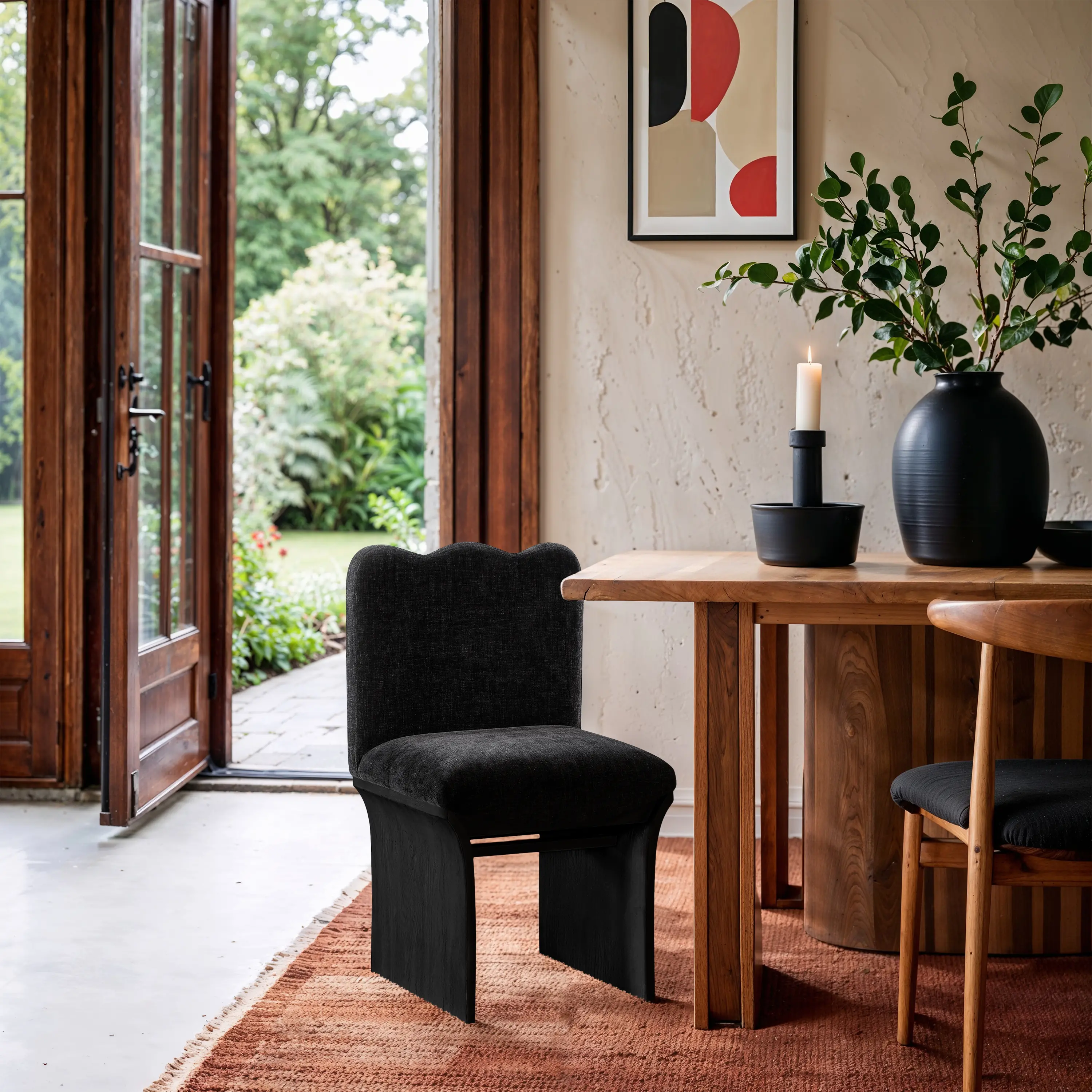 Shaw Black Upholstered Dining Chair With Black Base-2