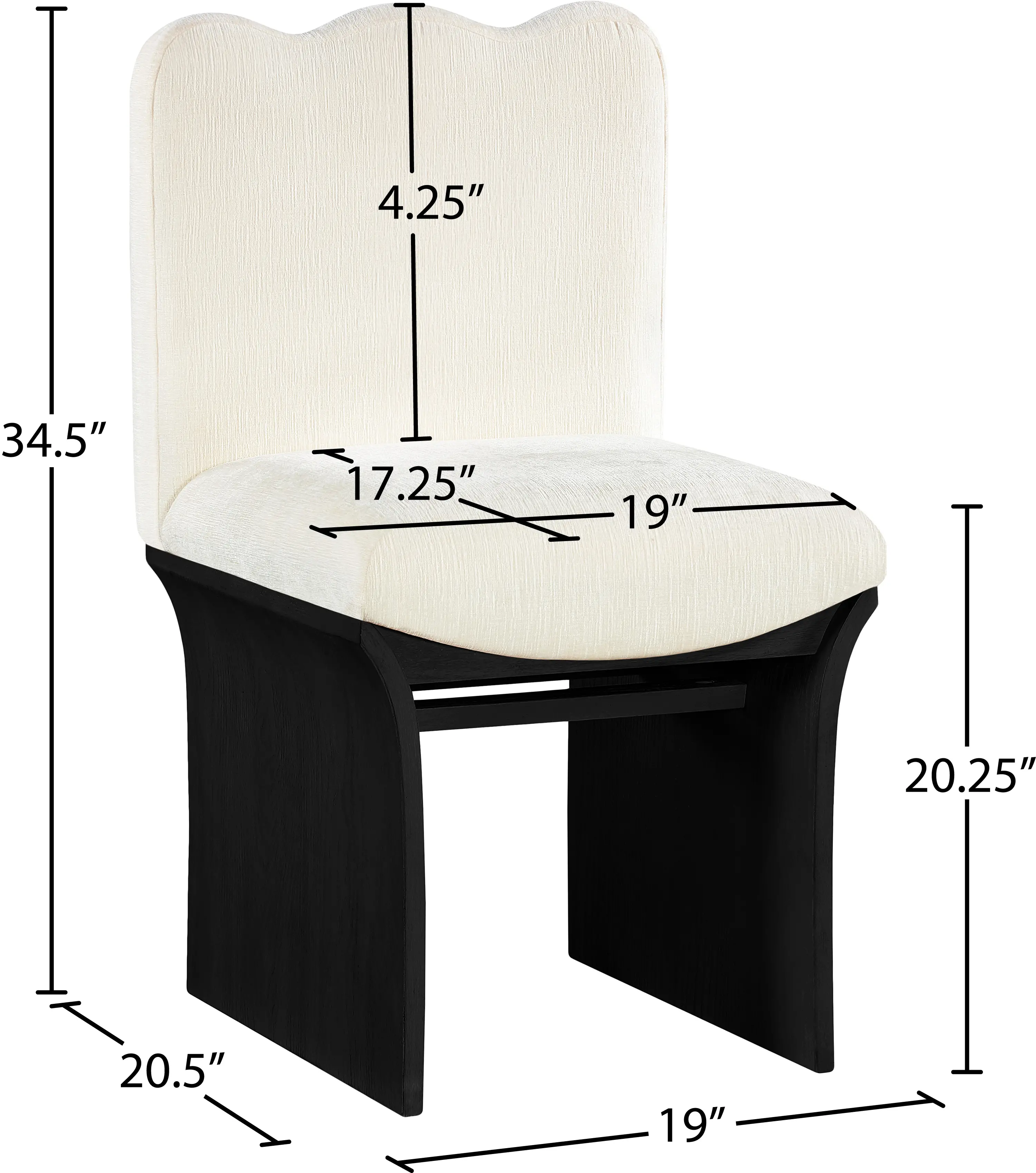 Shaw Cream Upholstered Dining Chair With Black Base-3
