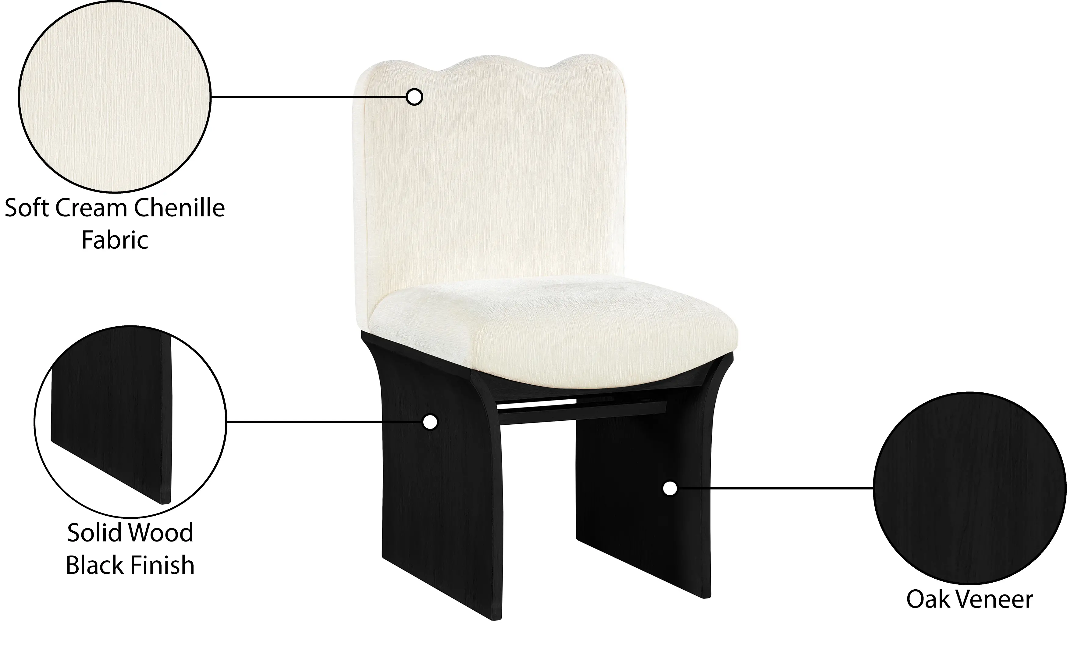 Shaw Cream Upholstered Dining Chair With Black Base-9