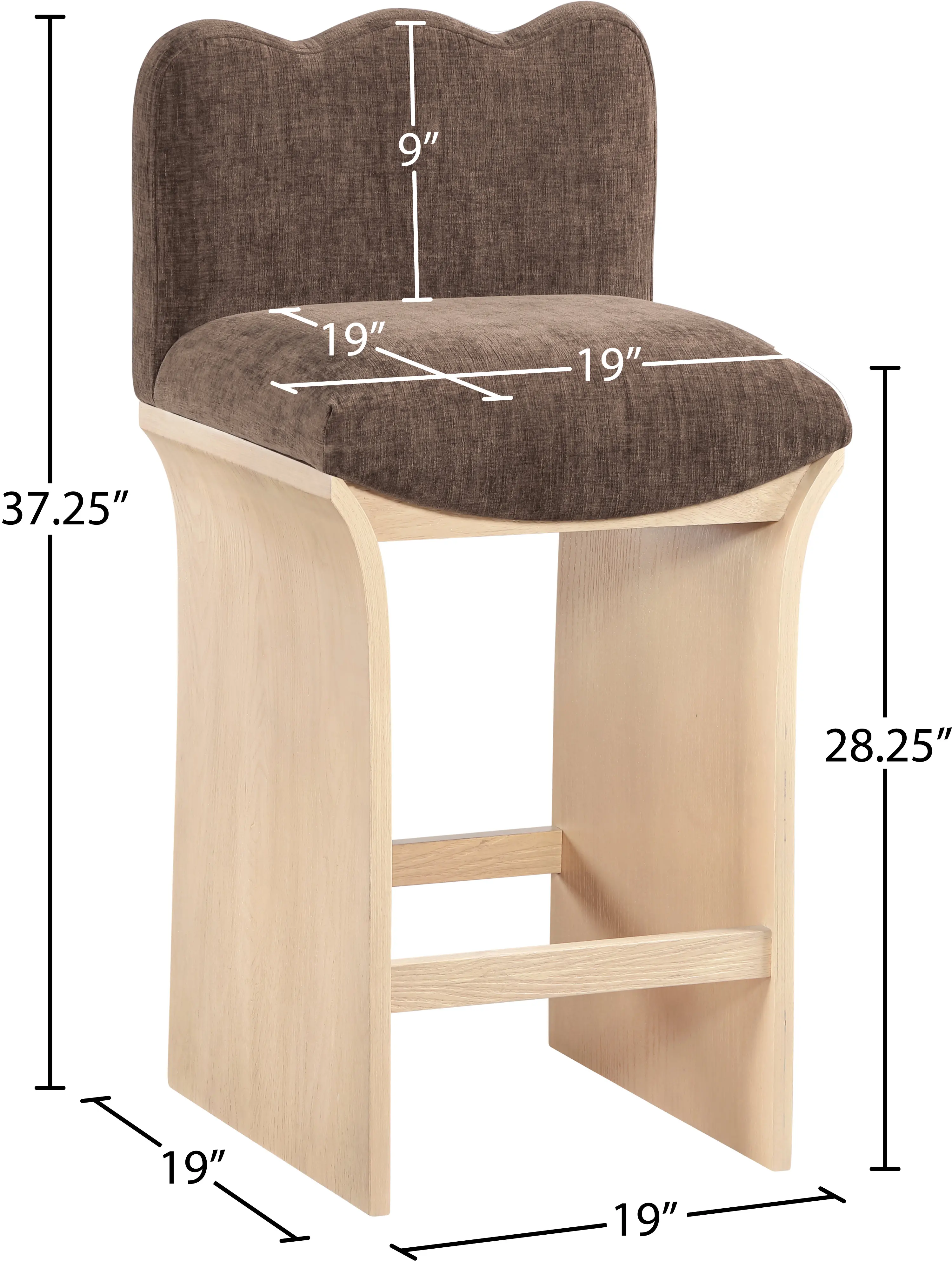 Shaw Brown Upholstered Counter Stool-3