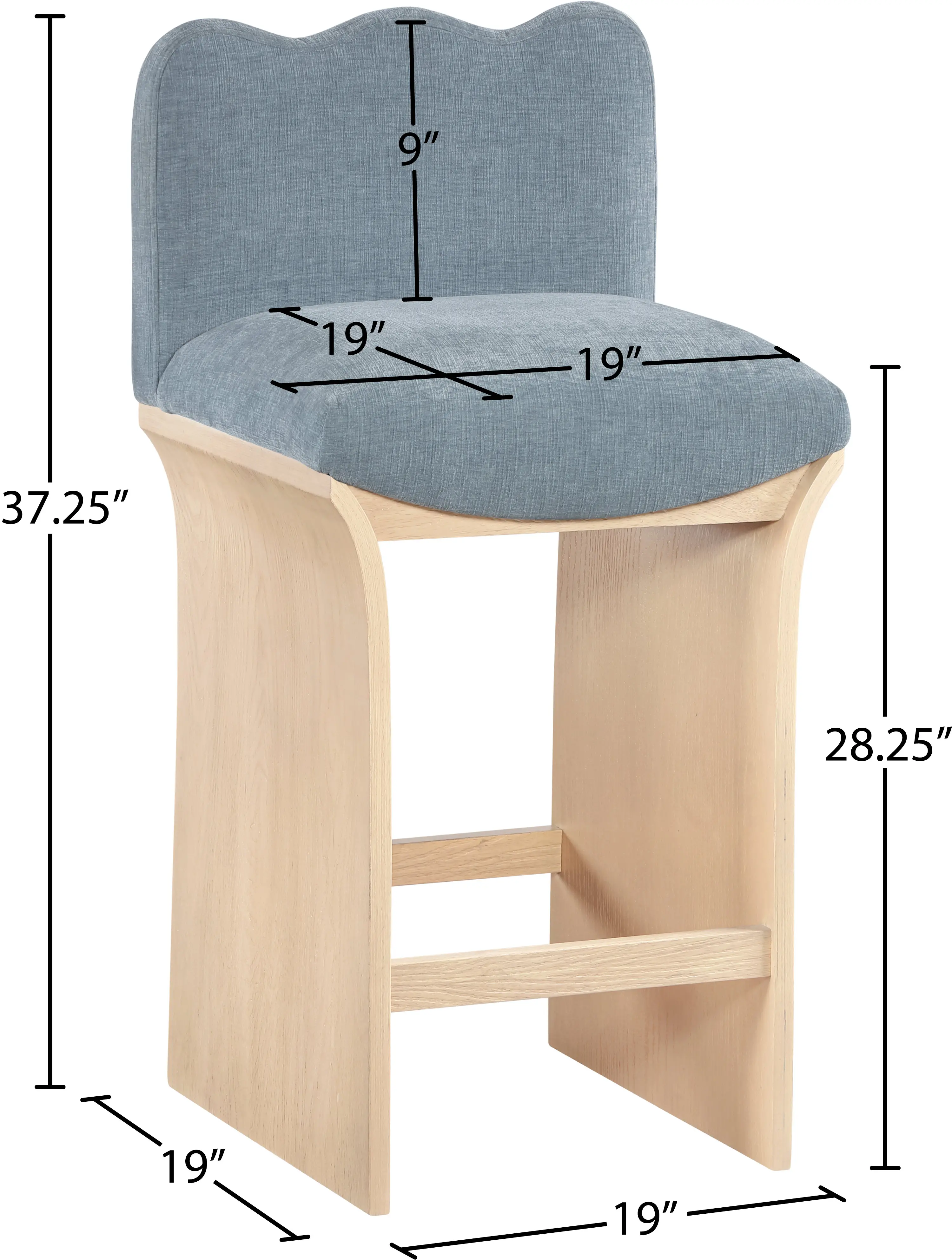Shaw Light Blue Upholstered Counter Stool-3