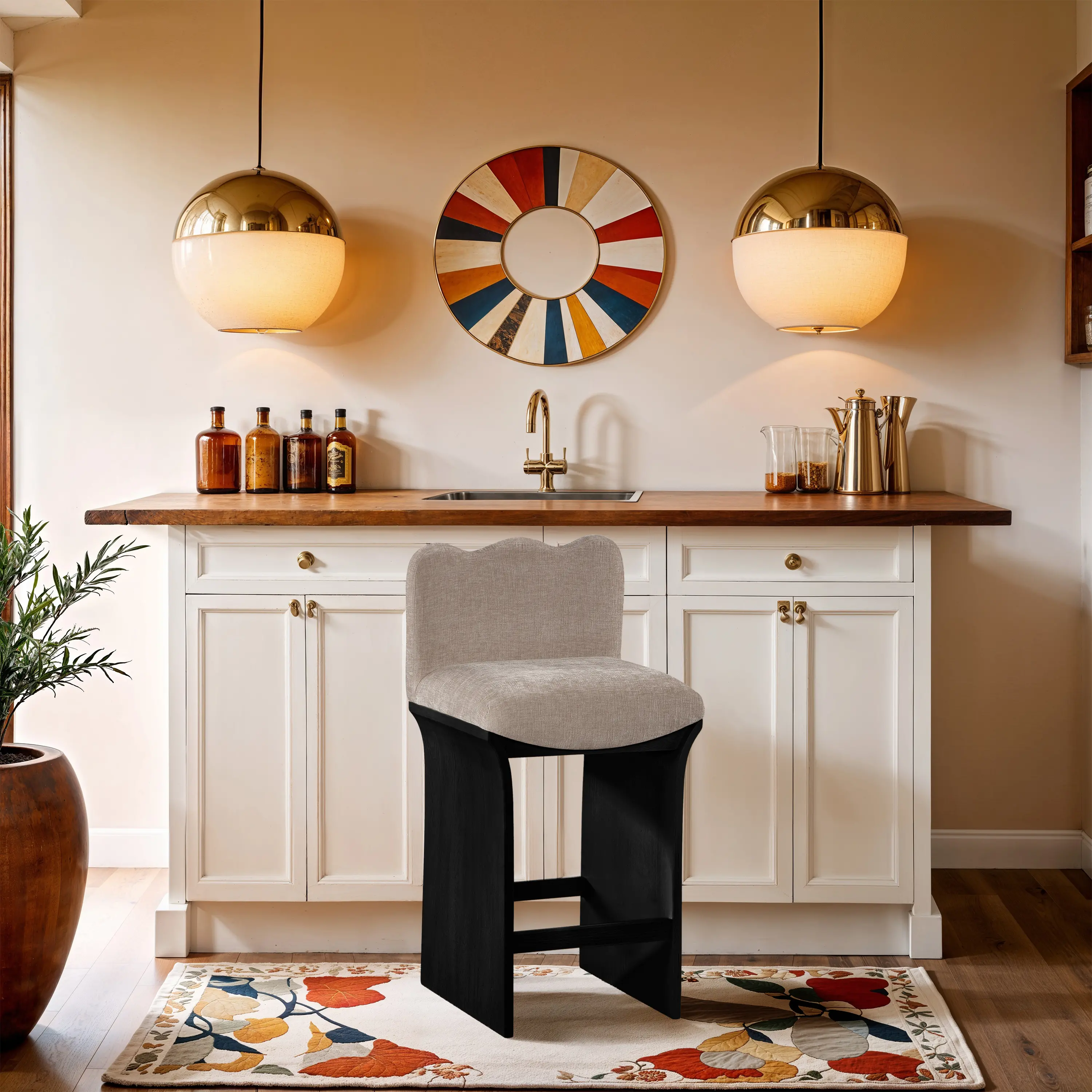 Shaw Beige Upholstered Counter Stool-2