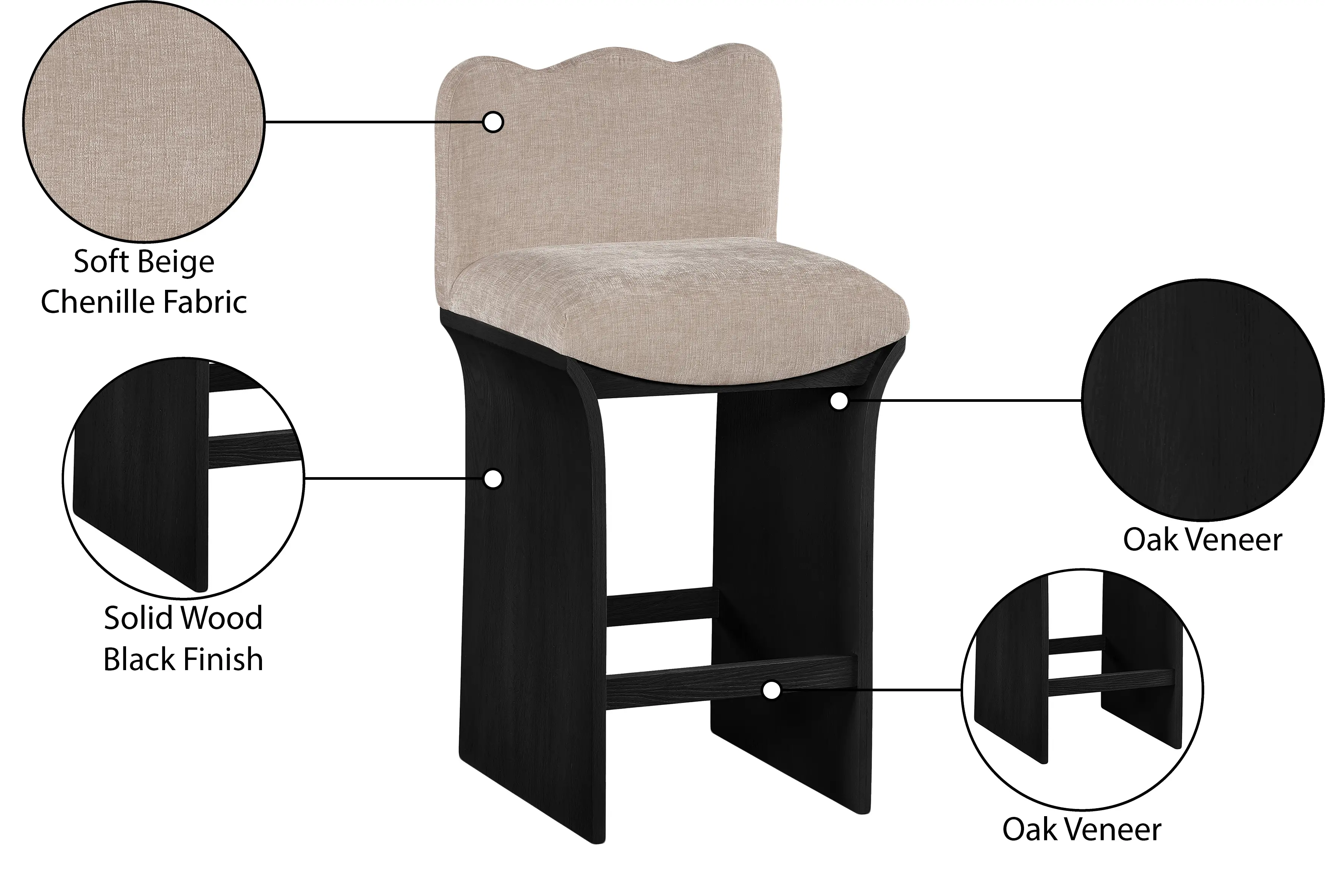 Shaw Beige Upholstered Counter Stool-9