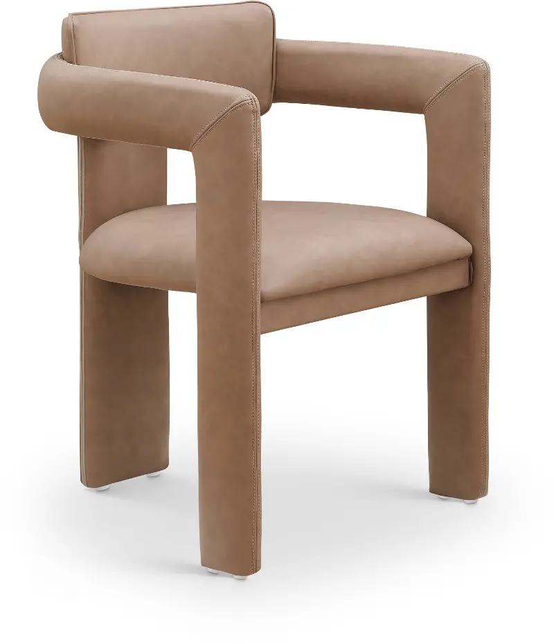 Brenda Brown Vegan Leather Upholstered Dining Chair, Set of 2