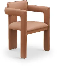 Brenda Cognac Vegan Leather Upholstered Dining Chair, Set of 2