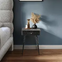 Rylan Black Terrazzo Iron Nightstand