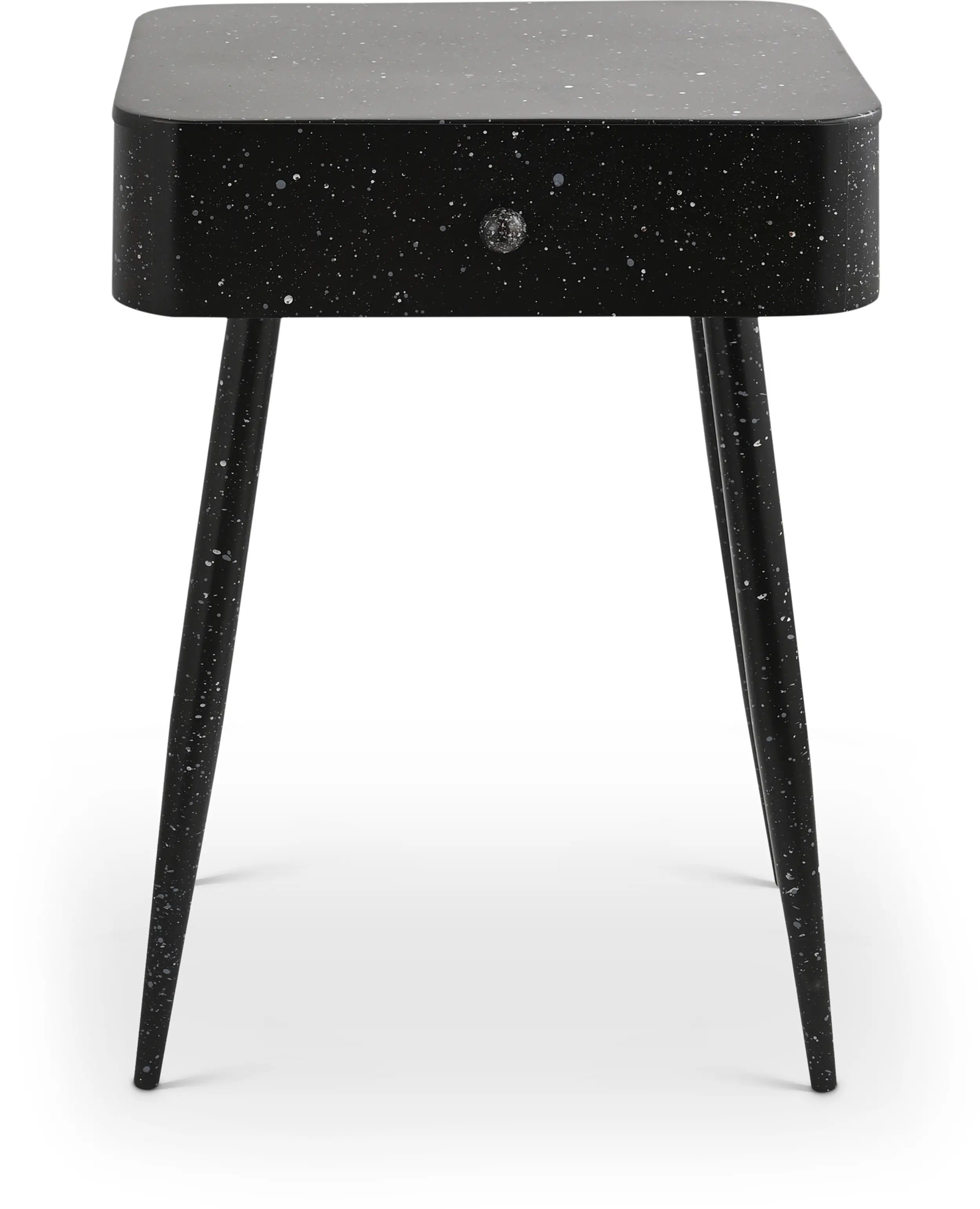 Rylan Black Terrazzo Iron Nightstand-2