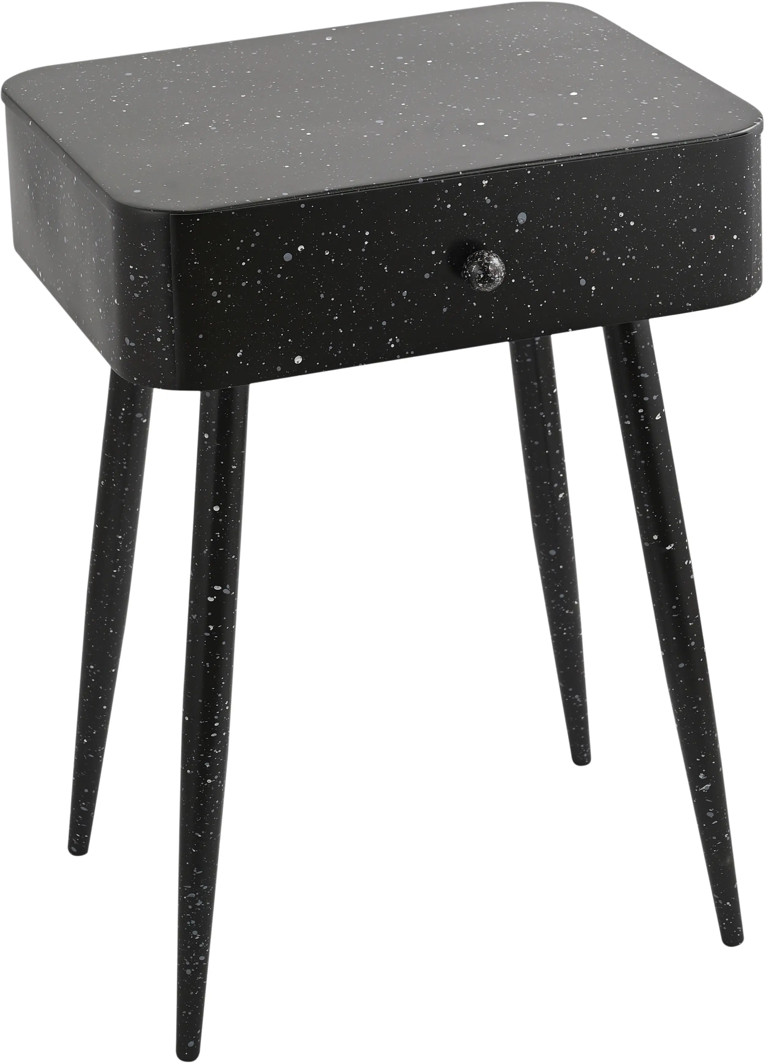 Rylan Black Terrazzo Iron Nightstand-3
