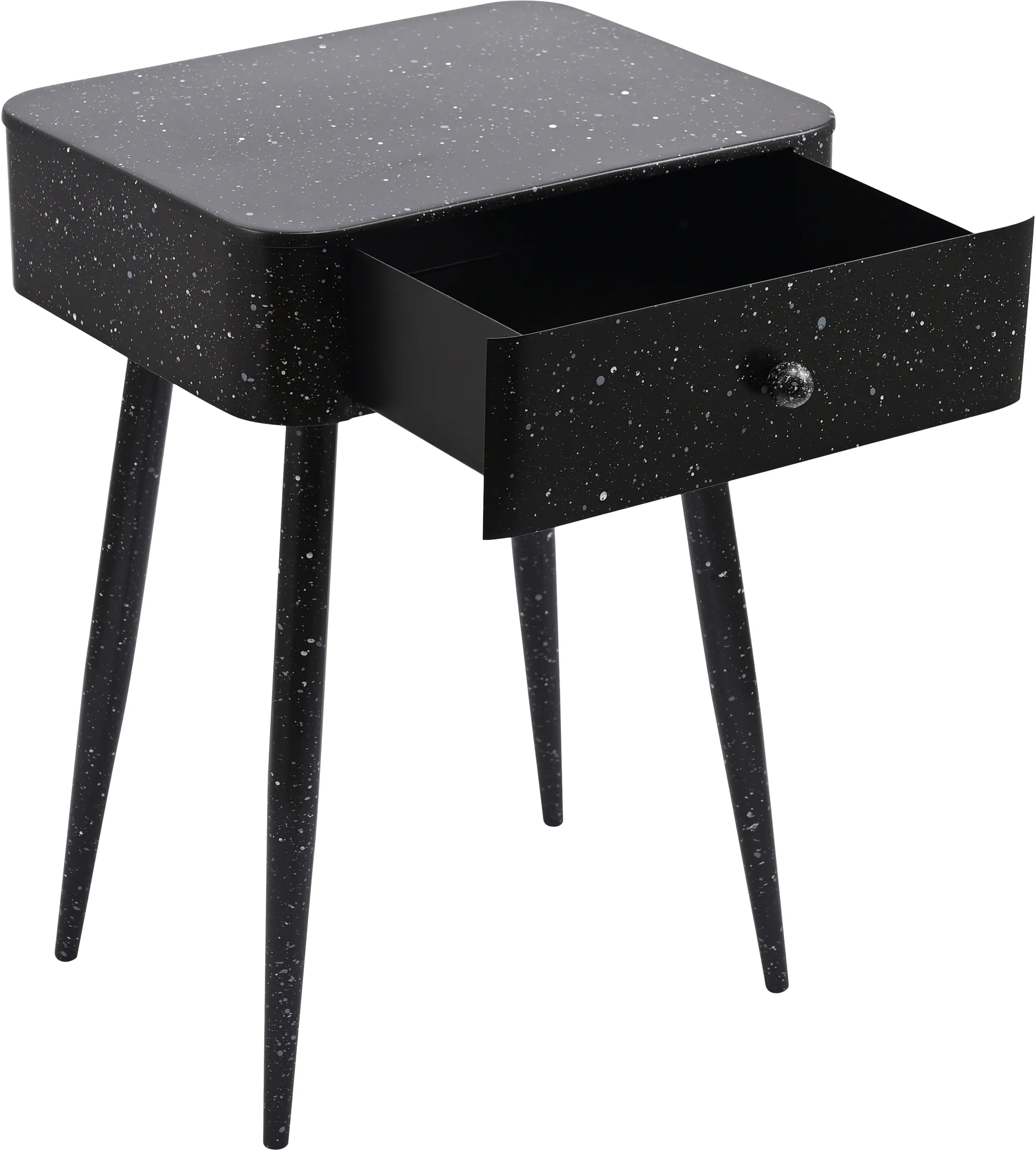Rylan Black Terrazzo Iron Nightstand-4
