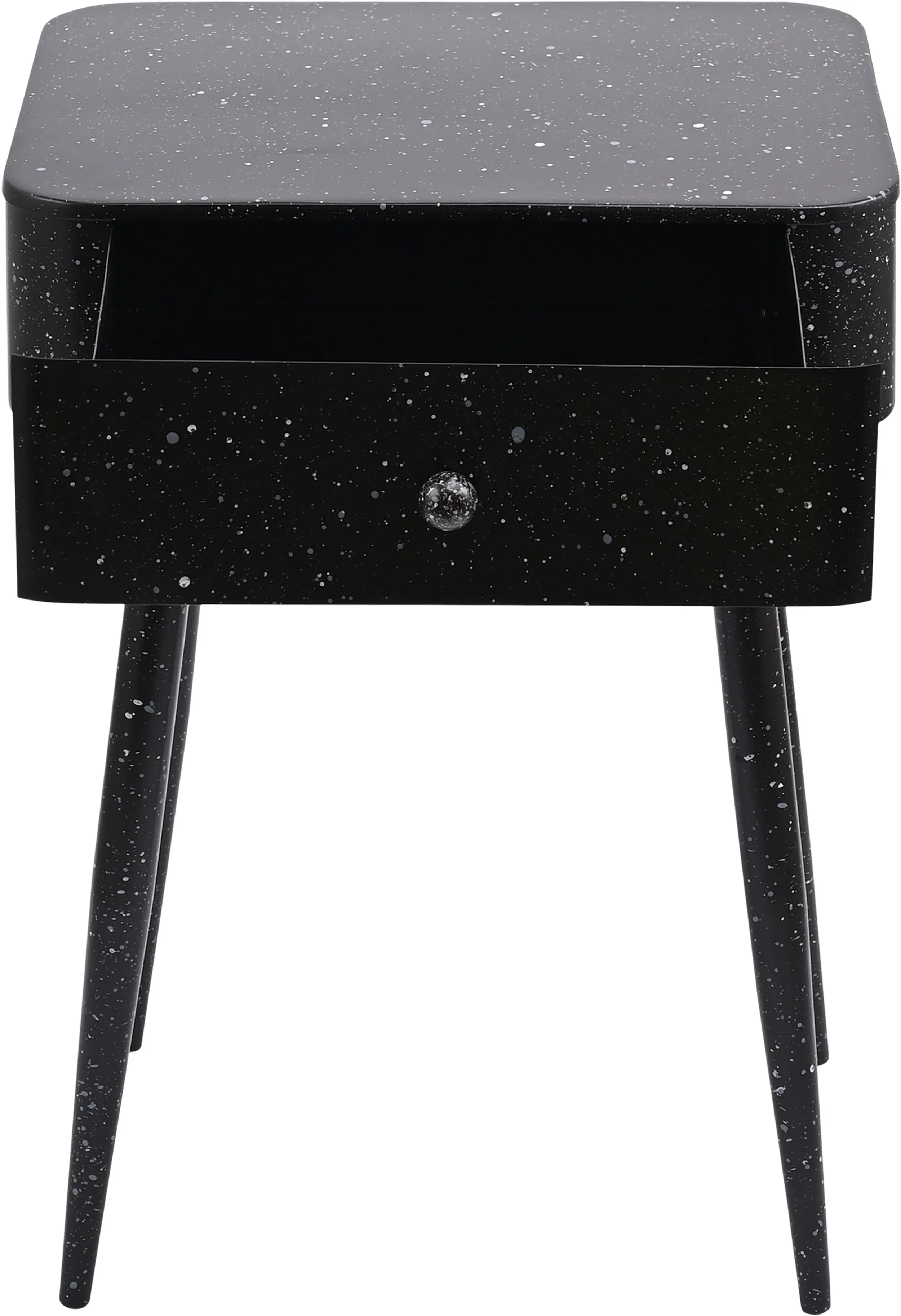 Rylan Black Terrazzo Iron Nightstand-5