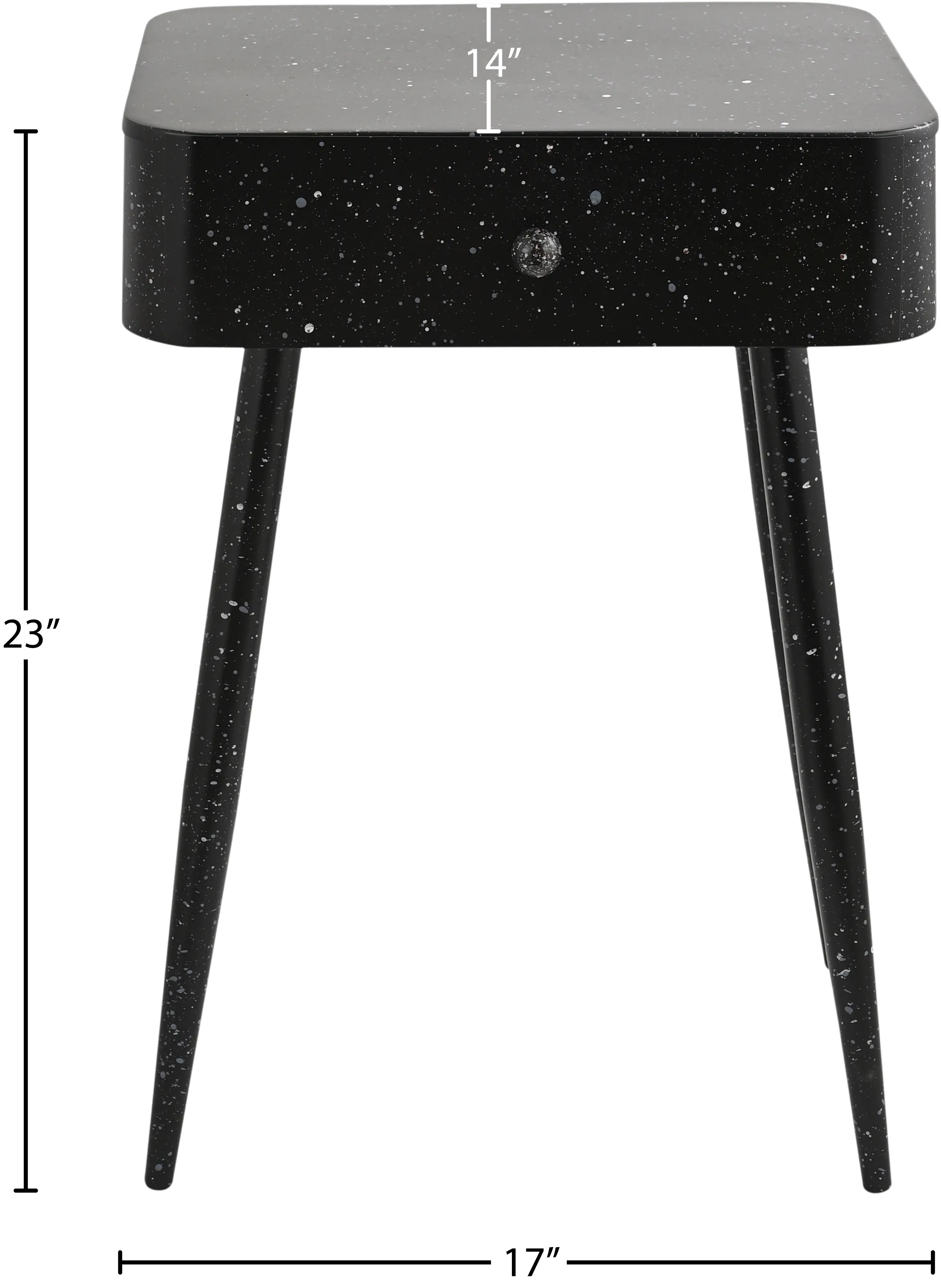 Rylan Black Terrazzo Iron Nightstand-9