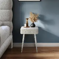 Rylan White Terrazzo Iron Nightstand
