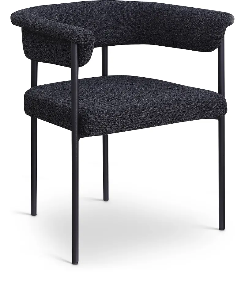 Malin Black Boucle Upholstered Dining Chair, Set of 2