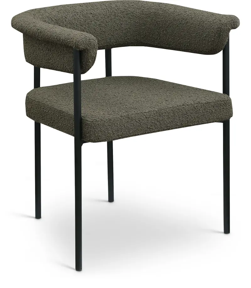 Malin Olive Boucle Upholstered Dining Chair, Set of 2