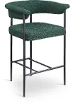 Malin Green Boucle Upholstered Counter Stool, Set of 2