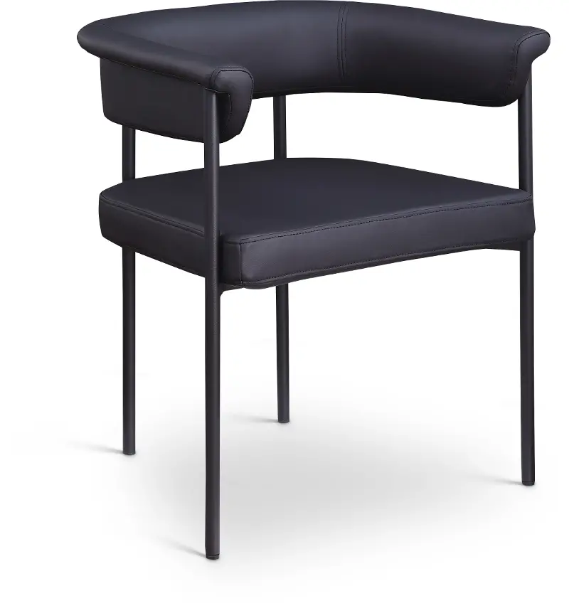 Malin Black Vegan Leather Upholstered Dining Chair, Set of 2