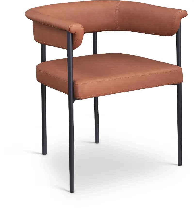 Malin Cognac Vegan Leather Upholstered Dining Chair, Set of 2