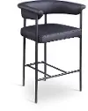 Malin Black Vegan Leather Upholstered Counter Stool, Set of 2