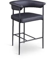 Malin Black Vegan Leather Upholstered Counter Stool, Set of 2