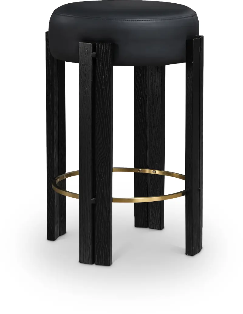 Harrison Black Upholstered Counter Stool