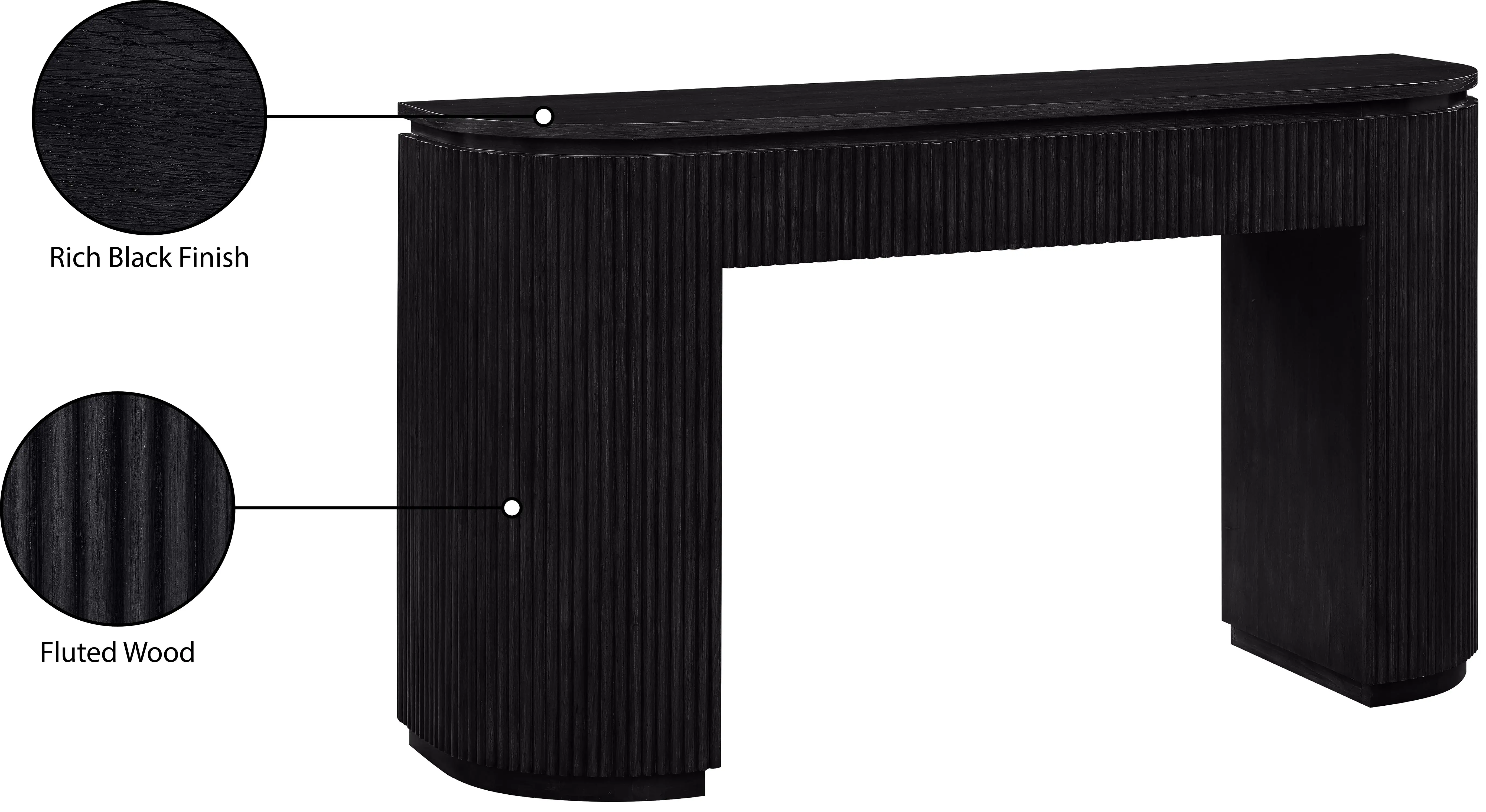 Astrid Black Oak Fluted Console Table-8