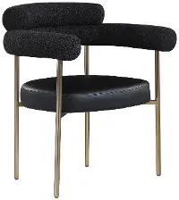 Blake Black Boucle and Vegan Leather Dining Chair, Set of 2