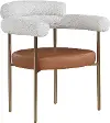 Blake Cream Boucle and Cognac Vegan Leather Dining Chair, Set of 2